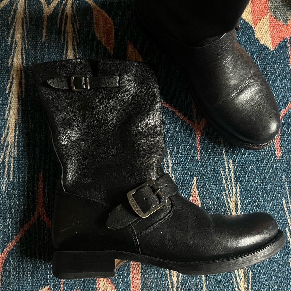 Frye Veronica Biker Boots 77510 Womens 8.5 B Black Leather
